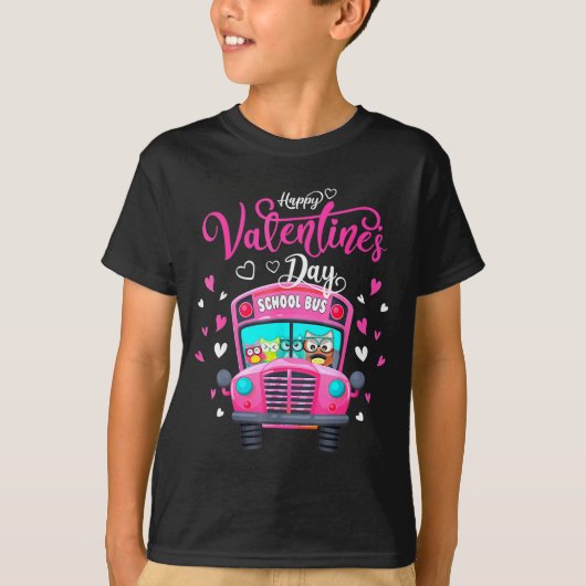 T-shirt Funny Owls School Bus Driver Happy Valentines Day  (Devant)