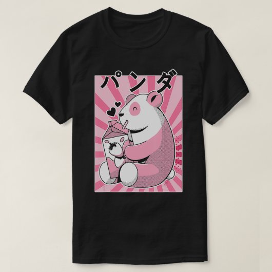 T-shirt Funny Panda Bear Retro 90s Japonais Kawaii Strawbe (Design devant)