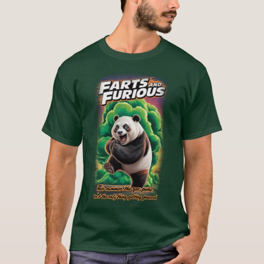 T-shirt Funny Panda having Fun making a Fart on a Green (Devant)