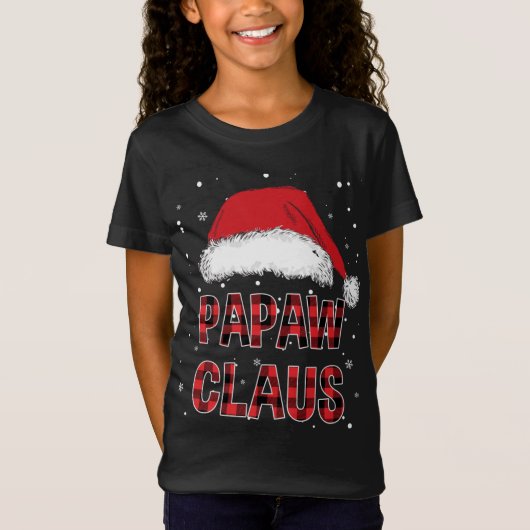 T-Shirt Funny Papaw Claus Rouge Paillée Famille de Noël Pj (Devant)