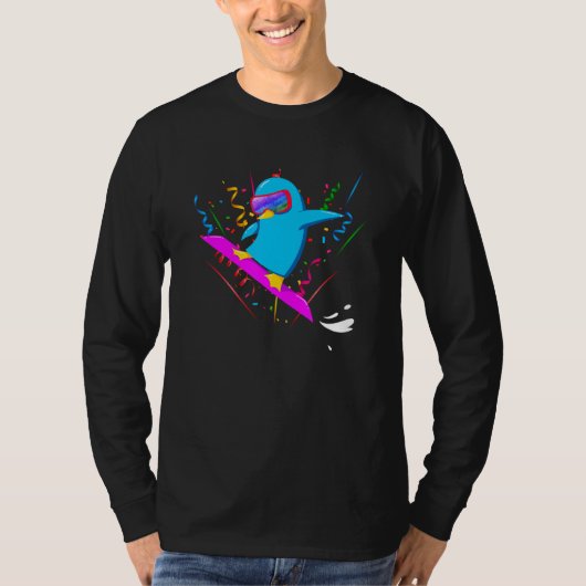 T-shirt Funny Party Animal Sunglasses Antarctic Snowboard (Devant)
