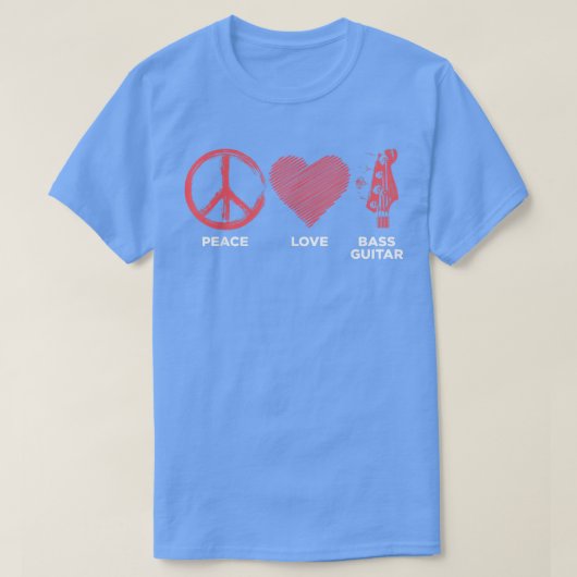 T-shirt Funny Peace Love Basse Guitare Graphisme Femmes Ho (Design devant)
