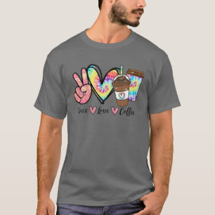 T-shirt Funny Peace Love Coffee Lovers Colorful Cravate He