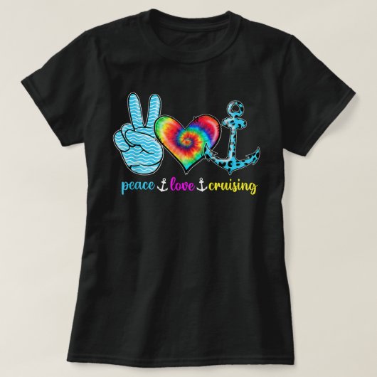 T-shirt Funny Peace Love Cruising Sailing Cruise Tropical (Design devant)