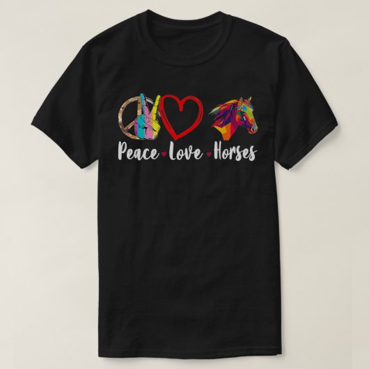 T-shirt Funny Peace Love Horses Graphisme (Design devant)