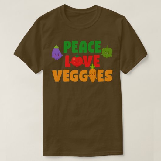 T-shirt Funny Peace Love Veggie (Design devant)