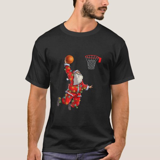 T-shirt Funny Père Noël Jouer au basket-ball Noël Lig (Devant)