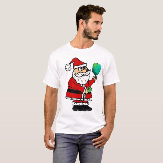 T-shirt Funny Père Noël Jouer au Pickleball Noël (Devant entier)