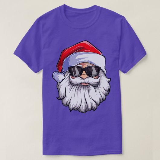T-shirt Funny Père Noël visage Lunettes de soleil avec bar (Design devant)