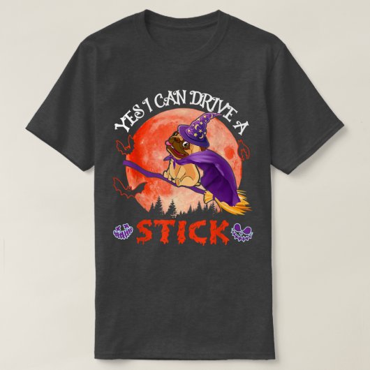 T-shirt Funny Peut Conduire Un Bâton Halloween Carlin Chie (Design devant)