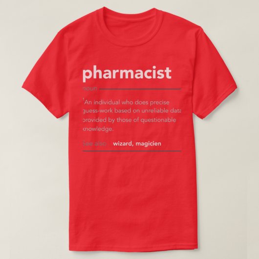 T-shirt Funny Pharmacist Cadeau Funny Définition Emploi Co (Design devant)