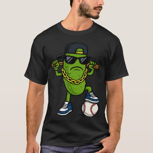 T-shirt Funny Pickle Cucumber Wear Sunglasses Baseball Lov (Devant)