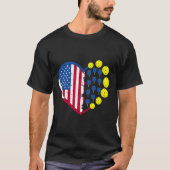 T-shirt Funny Pickleball Ball avec American Flag Heart 4e (Devant)