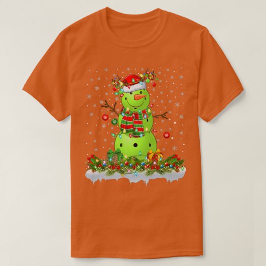 T-shirt Funny Pickleball Snowman Xmas Lights Pickleball Ch (Design devant)