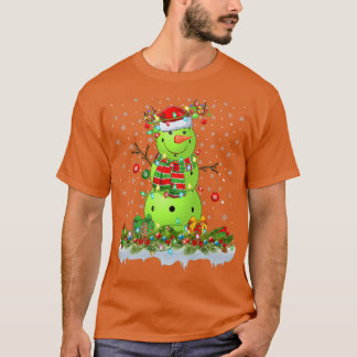 T-shirt Funny Pickleball Snowman Xmas Lights Pickleball Ch