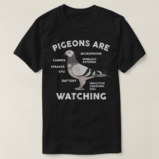 T-shirt Funny Pigeon Anatomie Oiseaux mouches espions Les  (Design devant)