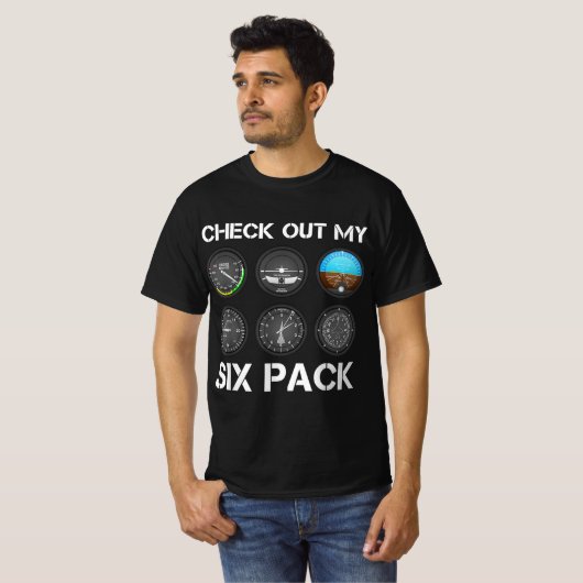 T-shirt Funny Pilote Top Avion Six Pack Flight Instrumen (Devant entier)