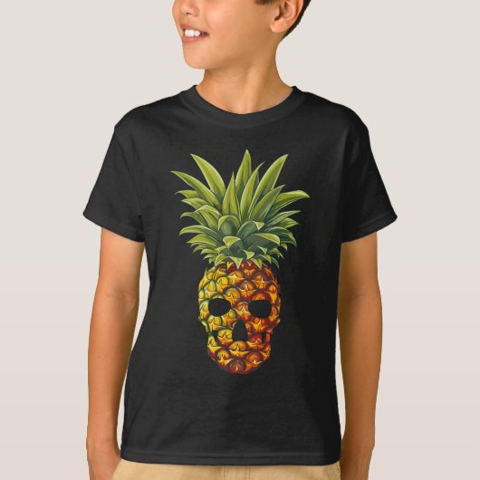 T-shirt Funny Pineappy Fruit Skull (Devant)