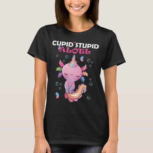 T-shirt funny pink axolotl valentine (Devant)
