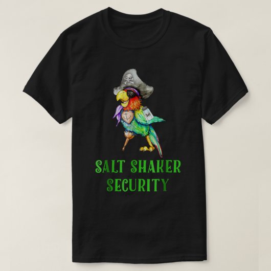 T-shirt Funny Pirate Parrot Salt Shaker Design (Design devant)