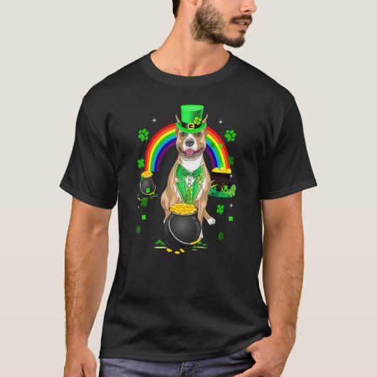 T-shirt Funny Pit Bull Leprechaun Shamrock St Patrick's Da (Devant)