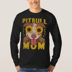 T-shirt Funny Pitbull Maman tournesol pour Amoureux des ch