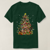 T-shirt Funny Pitbully Santa Chapeau Noël Lumières d'arbre (Design devant)