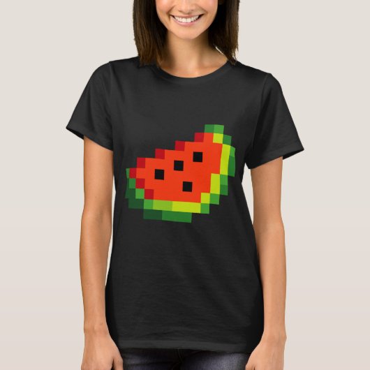 T-shirt Funny Pixel Watermelon - Retro 8 - Bit Arcade Game (Devant)