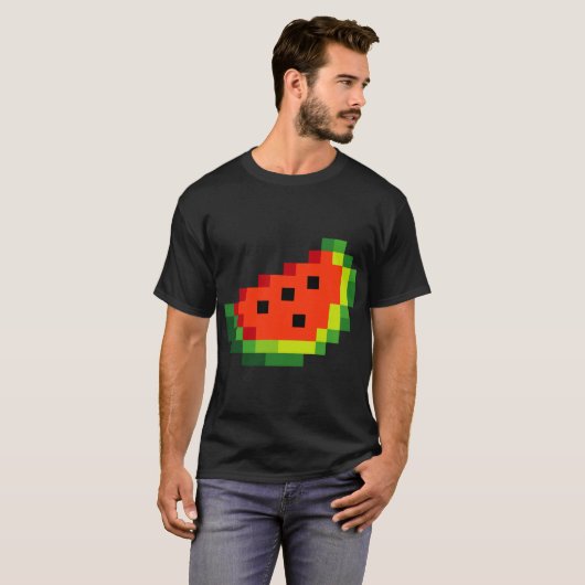 T-shirt Funny Pixel Watermelon - Retro 8 - Bit Arcade Game (Devant entier)