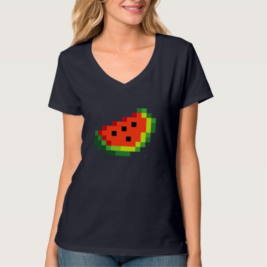 T-shirt Funny Pixel Watermelon - Retro 8 - Bit Arcade Game (Devant)