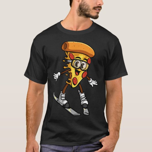T-shirt Funny Pizza Ski Cheesy Pie Foodie Skiing Instructo (Devant)