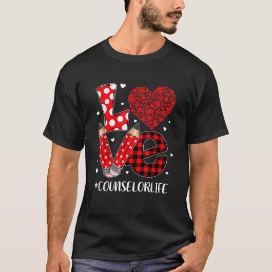 T-shirt Funny Plaid Heart LOVE Counselor Valentine Day Chr (Devant)