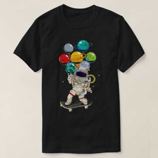T-shirt Funny Planets Skateboard Cosmonaut Astronaute spat (Design devant)