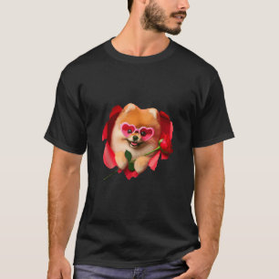 T-shirt Funny Poméranien Lunettes de Coeur de Chien Vale R