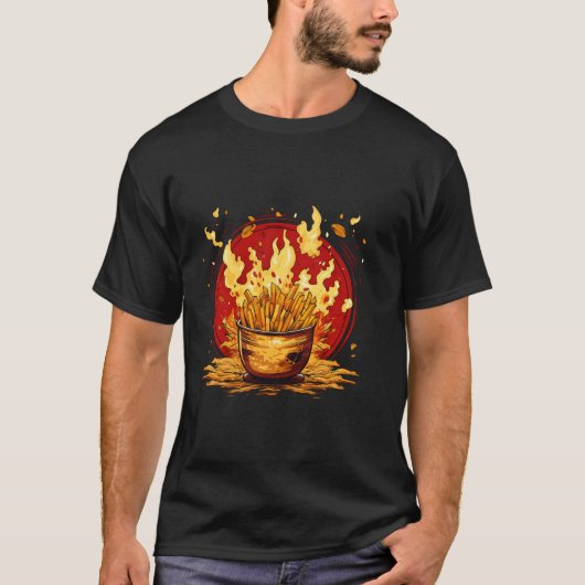 T-shirt Funny Pommes Flammes Flames Pour Ketchup Et Mayonn (Devant)