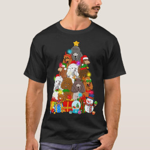 T-shirt Funny Poodle Christmas Tree Lights Amoureux des ch