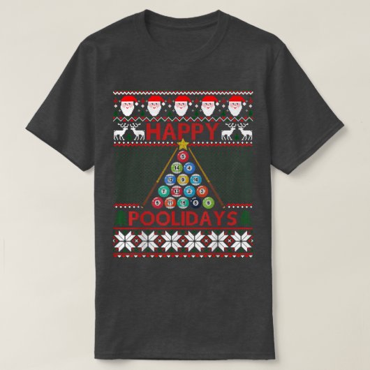 T-shirt Funny Pool Christmas Tree Billiards Ugly Sweater  (Design devant)