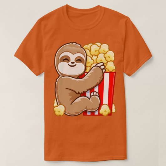 T-shirt Funny Popcorn Lazy Chill Cute Sloth (Design devant)