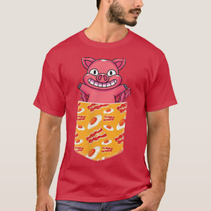 T-shirt Funny Pork Lover Breakfast Food Eggs Pocket Pig Ba