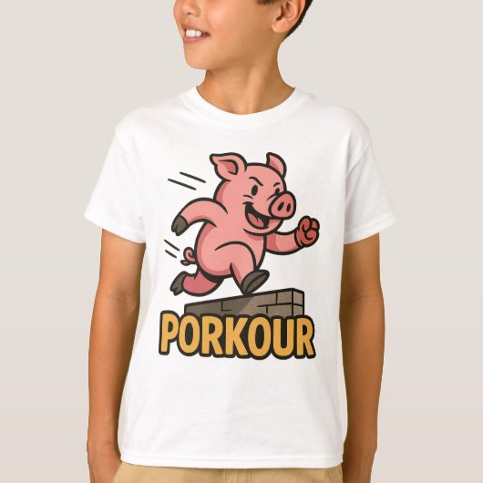T-shirt Funny Porkour Pig – Parkour Parody Shirt (Devant)