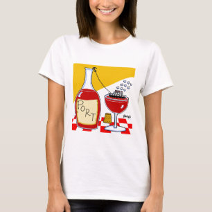 T-shirt Funny Port Wine and Cruise Ship Cartoon Tee