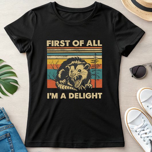 T-shirt Funny Possum Retro Forest; “I’m a Delight” Summer 