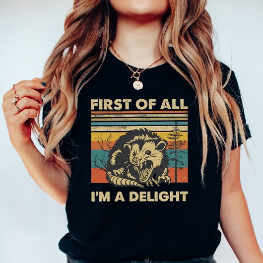 T-shirt Funny Possum Retro Forest; “I’m a Delight” Summer 