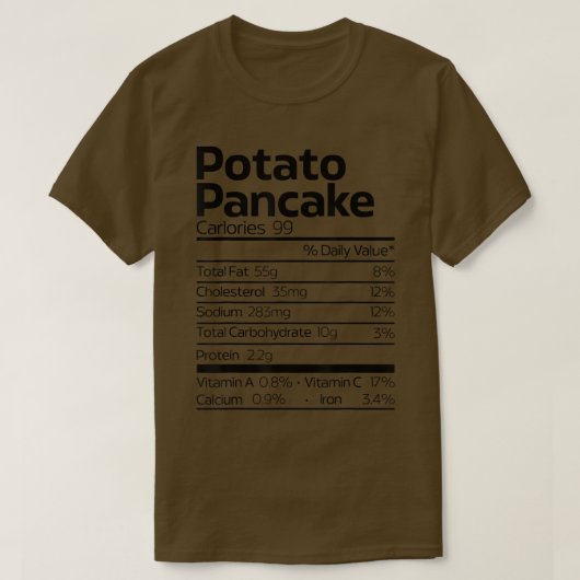T-shirt Funny Potato Pancake Nutrition Fact Christmas Hanu (Design devant)