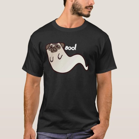 T-shirt Funny Pug Dog Ghost BOO Halloween Scary spooky T (Devant)
