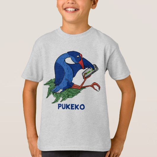 T-shirt Funny Pukeko avec téléphone portable (Devant)
