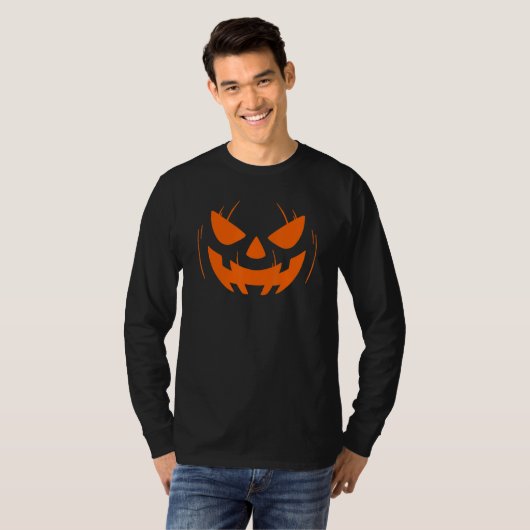 T-shirt Funny Pumkin Face Orange Effrayant Halloween Jack  (Devant entier)