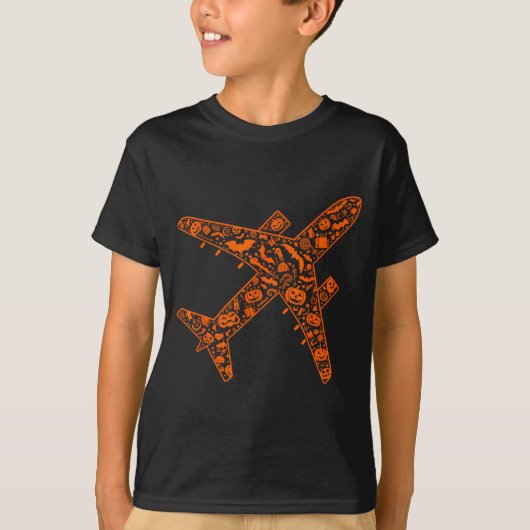 T-shirt Funny Pumpkin Airplane Candy Halloween Mens Womens (Devant)