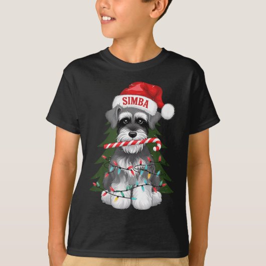 T-shirt Funny Puppy Dog Christmas Holiday With Candy Cane (Devant)
