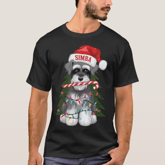 T-shirt Funny Puppy Dog Christmas Holiday With Candy Cane (Devant)